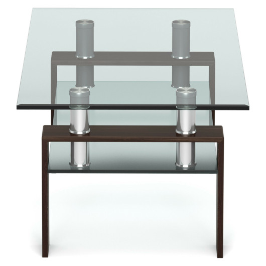 Modern Glass Coffee Table with Stainless Steel Legs and Storage Shelves 14 Modern Glass Coffee Table with Stainless Steel Legs and Storage Shelves - Image 14