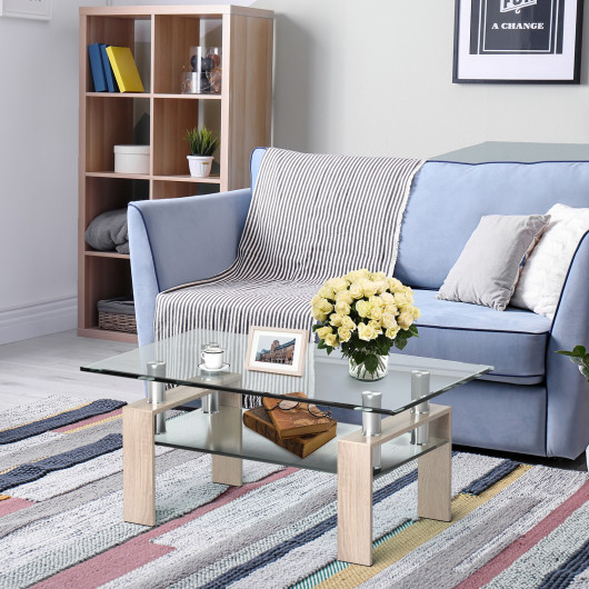 Modern Glass Coffee Table with Stainless Steel Legs and Storage Shelves 15 Modern Glass Coffee Table with Stainless Steel Legs and Storage Shelves - Image 15