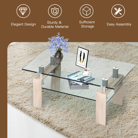 Modern Glass Coffee Table with Stainless Steel Legs and Storage Shelves 16 Modern Glass Coffee Table with Stainless Steel Legs and Storage Shelves - Image 16