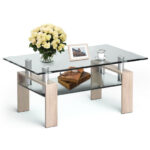 Modern Glass Coffee Table with Stainless Steel Legs and Storage Shelves 38 Modern Glass Coffee Table with Stainless Steel Legs and Storage Shelves