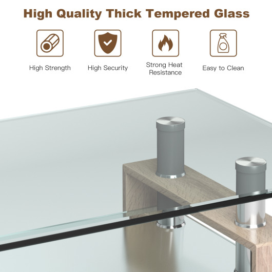 Modern Glass Coffee Table with Stainless Steel Legs and Storage Shelves 19 Modern Glass Coffee Table with Stainless Steel Legs and Storage Shelves - Image 19