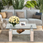 Modern Glass Coffee Table with Stainless Steel Legs and Storage Shelves 41 Modern Glass Coffee Table with Stainless Steel Legs and Storage Shelves