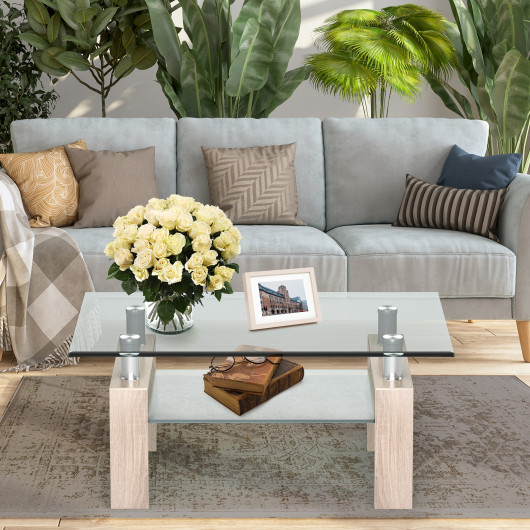 Modern Glass Coffee Table with Stainless Steel Legs and Storage Shelves 20 Modern Glass Coffee Table with Stainless Steel Legs and Storage Shelves - Image 20