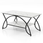 Modern Gold 2-Tier Coffee Table with Faux Marble Top 39 Modern Gold 2-Tier Coffee Table with Faux Marble Top