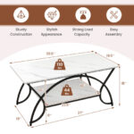 Modern Gold 2-Tier Coffee Table with Faux Marble Top 40 Modern Gold 2-Tier Coffee Table with Faux Marble Top