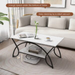 Modern Gold 2-Tier Coffee Table with Faux Marble Top 41 Modern Gold 2-Tier Coffee Table with Faux Marble Top