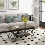 Modern Gold 2-Tier Coffee Table with Faux Marble Top 44 Modern Gold 2-Tier Coffee Table with Faux Marble Top