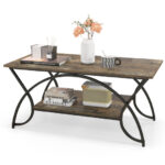 Modern Gold 2-Tier Coffee Table with Faux Marble Top 45 Modern Gold 2-Tier Coffee Table with Faux Marble Top