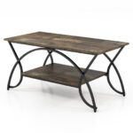 Modern Gold 2-Tier Coffee Table with Faux Marble Top 46 Modern Gold 2-Tier Coffee Table with Faux Marble Top