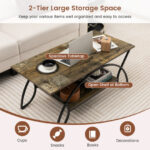 Modern Gold 2-Tier Coffee Table with Faux Marble Top 49 Modern Gold 2-Tier Coffee Table with Faux Marble Top