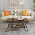 Modern Gold 2-Tier Coffee Table with Faux Marble Top 50 Modern Gold 2-Tier Coffee Table with Faux Marble Top