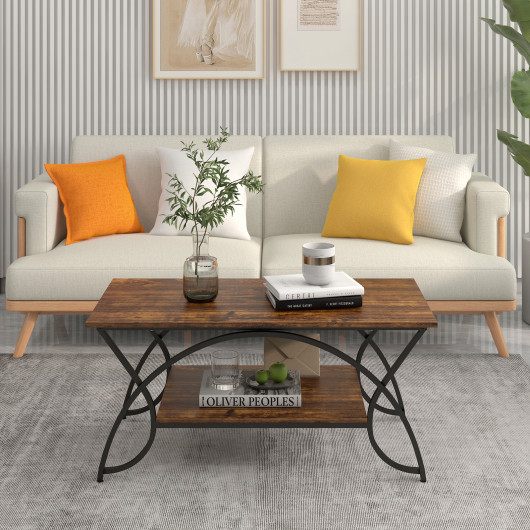 Modern Gold 2-Tier Coffee Table with Faux Marble Top 22 Modern Gold 2-Tier Coffee Table with Faux Marble Top - Image 22
