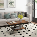 Modern Gold 2-Tier Coffee Table with Faux Marble Top 51 Modern Gold 2-Tier Coffee Table with Faux Marble Top