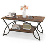 Modern Gold 2-Tier Coffee Table with Faux Marble Top 52 Modern Gold 2-Tier Coffee Table with Faux Marble Top