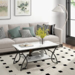 Modern Gold 2-Tier Coffee Table with Faux Marble Top 37 Modern Gold 2-Tier Coffee Table with Faux Marble Top