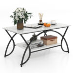 Modern Gold 2-Tier Coffee Table with Faux Marble Top 38 Modern Gold 2-Tier Coffee Table with Faux Marble Top
