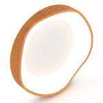 Modern LED Ceiling Light with Wood Pattern and Metal Frame