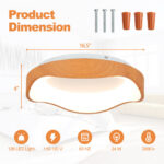 Modern LED Ceiling Light with Wood Pattern and Metal Frame
