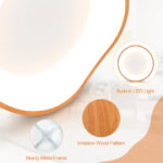 Modern LED Ceiling Light with Wood Pattern and Metal Frame