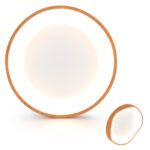 Modern LED Ceiling Light with Wood Pattern and Metal Frame
