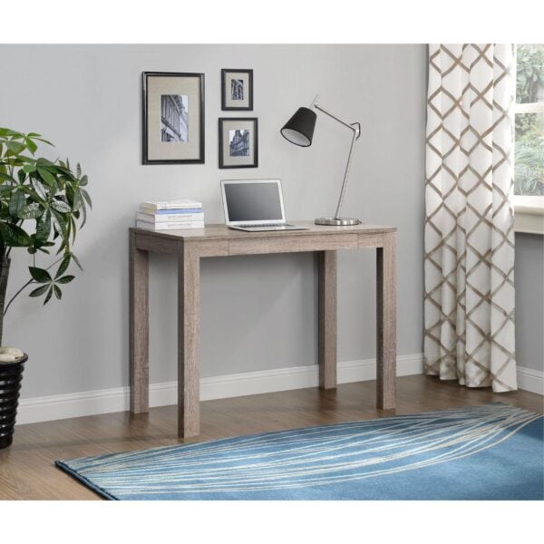 Modern Oak Finish Home Office Desk with Storage Drawer 2