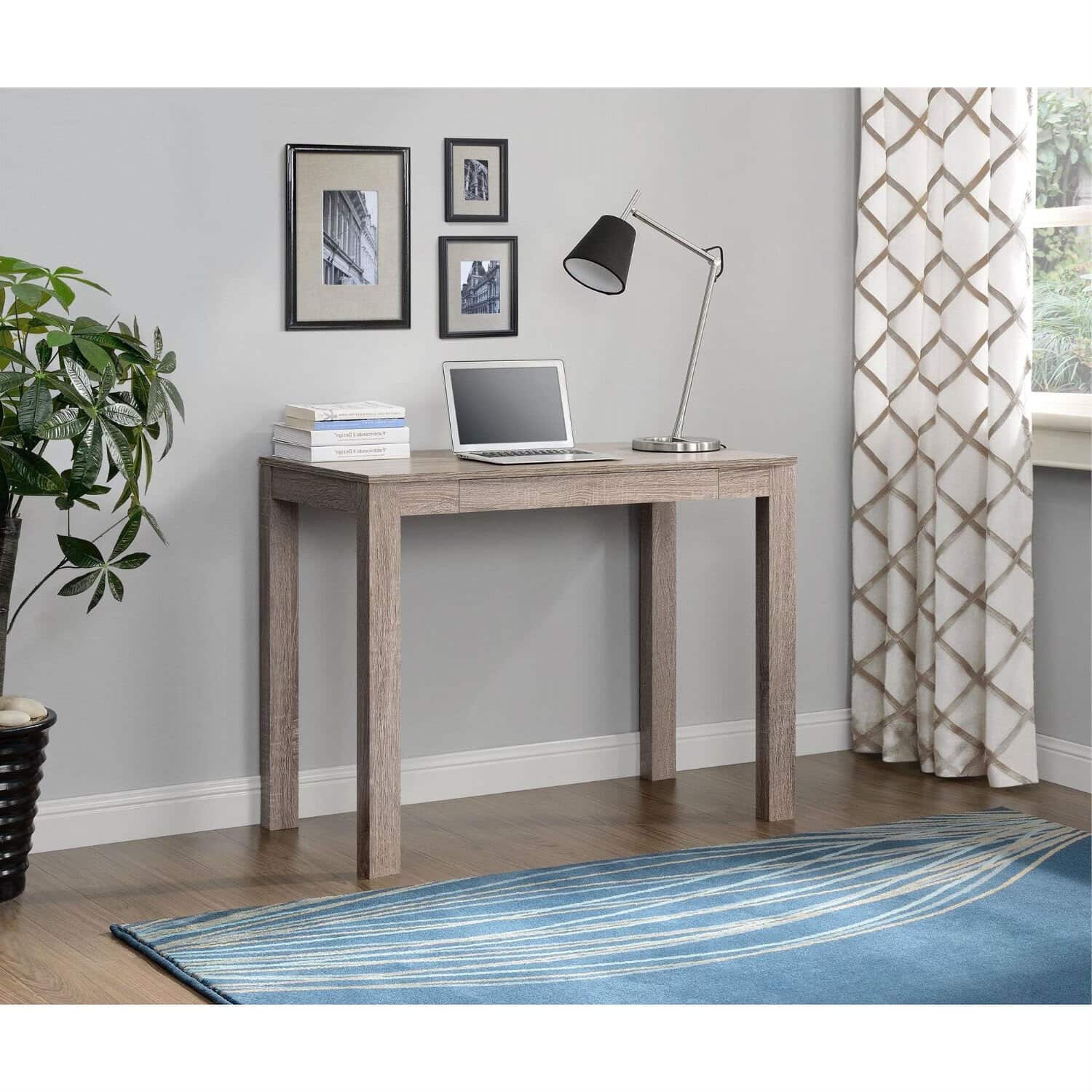Modern Oak Finish Home Office Desk with Storage Drawer 3 Modern Oak Finish Home Office Desk with Storage Drawer - Image 3