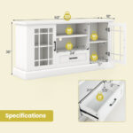 Modern TV Stand with Glass Doors, Drawer, and Adjustable Shelves