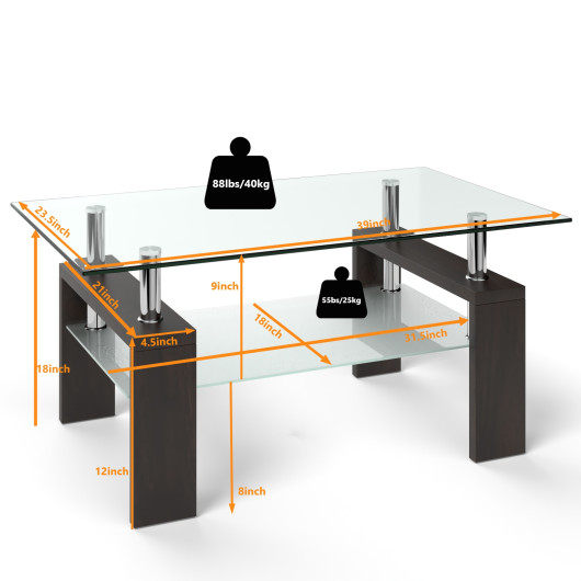 Modern Tempered Glass Coffee Table with Shelf and Storage 11 Modern Tempered Glass Coffee Table with Shelf and Storage - Image 11