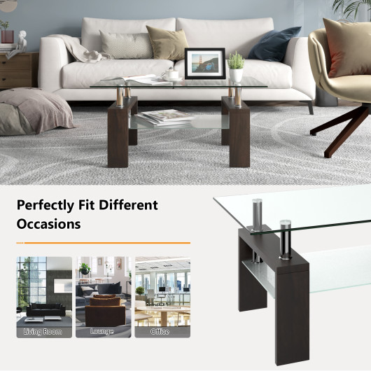 Modern Tempered Glass Coffee Table with Shelf and Storage 12 Modern Tempered Glass Coffee Table with Shelf and Storage - Image 12