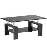 Modern Tempered Glass Coffee Table with Shelf and Storage 45 Modern Tempered Glass Coffee Table with Shelf and Storage