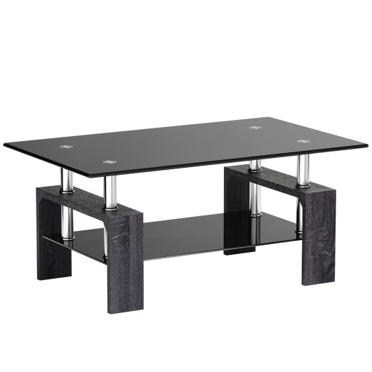 Modern Tempered Glass Coffee Table with Shelf and Storage 17 Modern Tempered Glass Coffee Table with Shelf and Storage - Image 17