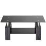 Modern Tempered Glass Coffee Table with Shelf and Storage 46 Modern Tempered Glass Coffee Table with Shelf and Storage