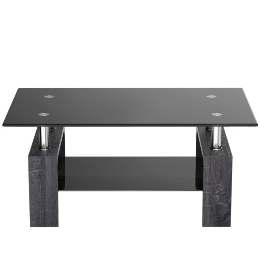 Modern Tempered Glass Coffee Table with Shelf and Storage 18 Modern Tempered Glass Coffee Table with Shelf and Storage - Image 18