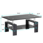 Modern Tempered Glass Coffee Table with Shelf and Storage 47 Modern Tempered Glass Coffee Table with Shelf and Storage