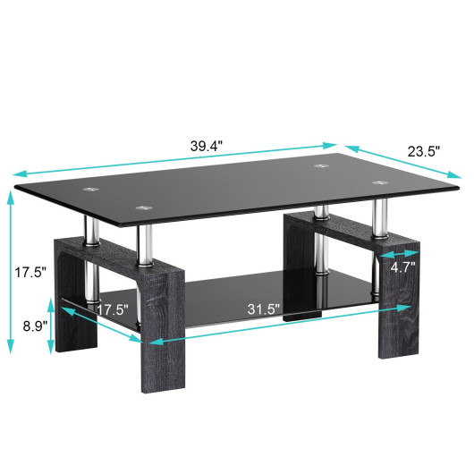 Modern Tempered Glass Coffee Table with Shelf and Storage 19 Modern Tempered Glass Coffee Table with Shelf and Storage - Image 19