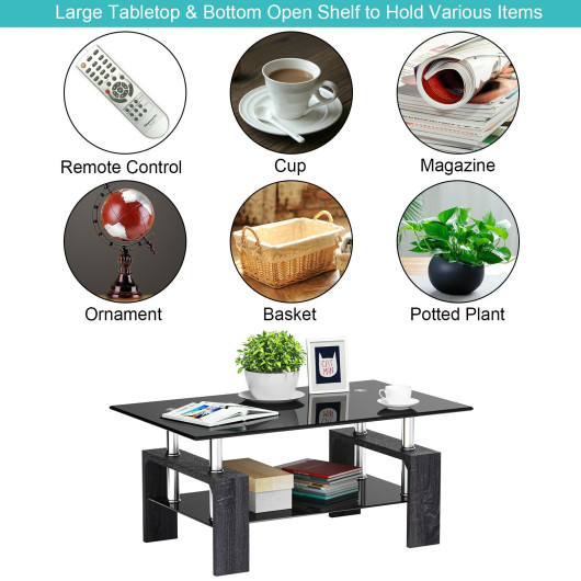 Modern Tempered Glass Coffee Table with Shelf and Storage 20 Modern Tempered Glass Coffee Table with Shelf and Storage - Image 20