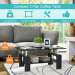 Modern Tempered Glass Coffee Table with Shelf and Storage 49 Modern Tempered Glass Coffee Table with Shelf and Storage