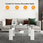 Modern Tempered Glass Coffee Table with Shelf and Storage 52 Modern Tempered Glass Coffee Table with Shelf and Storage