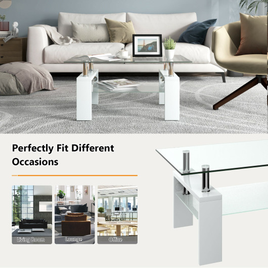 Modern Tempered Glass Coffee Table with Shelf and Storage 26 Modern Tempered Glass Coffee Table with Shelf and Storage - Image 26