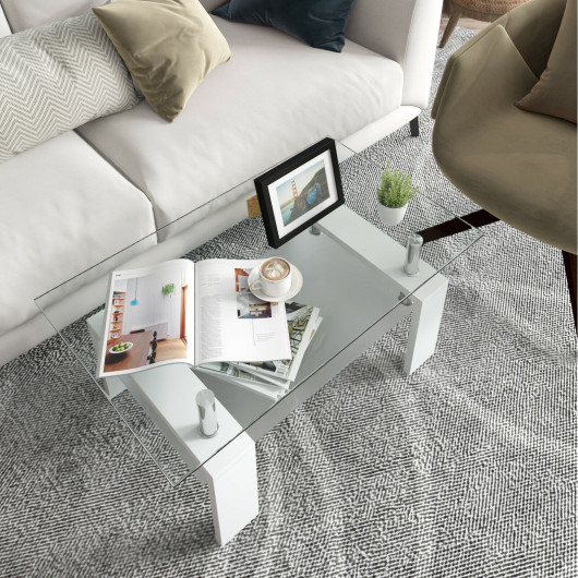 Modern Tempered Glass Coffee Table with Shelf and Storage 27 Modern Tempered Glass Coffee Table with Shelf and Storage - Image 27