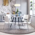 Modern White Faux Leather Dining Chair with Silver Frame (Set of 2)
