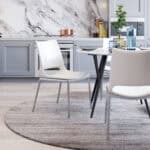 Modern White Faux Leather Dining Chair with Silver Frame (Set of 2)