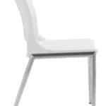 Modern White Faux Leather Dining Chair with Silver Frame (Set of 2)