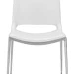 Modern White Faux Leather Dining Chair with Silver Frame (Set of 2)