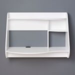 Modern White Wall-Mount Laptop Desk with Shelves