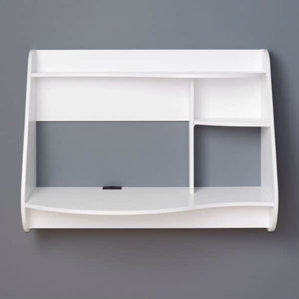 Modern White Wall Mount Laptop Desk with Shelves 1