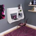 Modern White Wall-Mount Laptop Desk with Shelves
