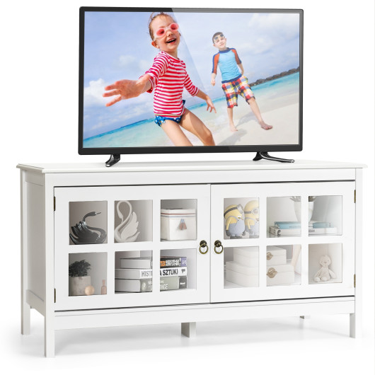 Modern Wood TV Stand with Glass Doors and Shelves 11 Modern Wood TV Stand with Glass Doors and Shelves - Image 11