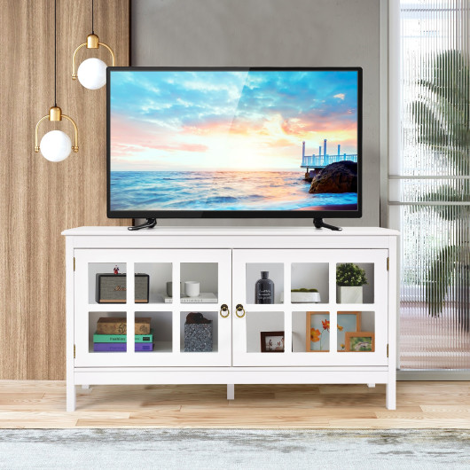 Modern Wood TV Stand with Glass Doors and Shelves 13 Modern Wood TV Stand with Glass Doors and Shelves - Image 13