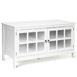 Modern Wood TV Stand with Glass Doors and Shelves 24 Modern Wood TV Stand with Glass Doors and Shelves